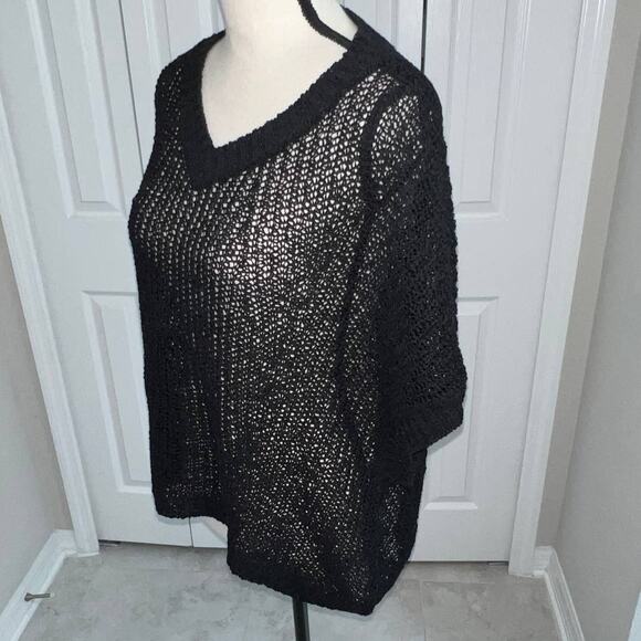 Tommy Bahama Open Weave Black Oversized short sleeve sweater - XXS - Picture 3 of 8